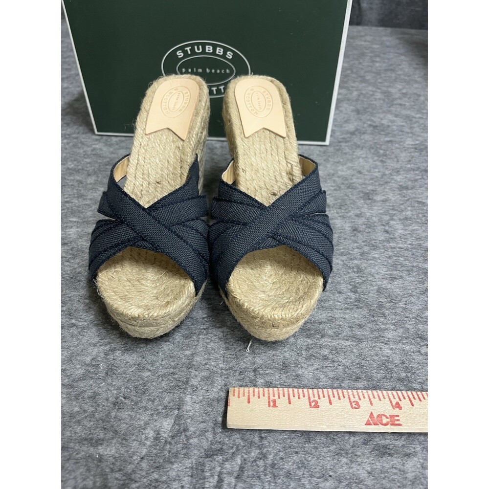 Stubbs Wooton Sandals Womens 10 Indigo Grace Espadrilles Wedges Rib Open Toe - Picture 6 of 10